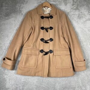 Banana Republic Duffle Coat Womens Medium Camel Italian Wool Blend Toggle Jacket